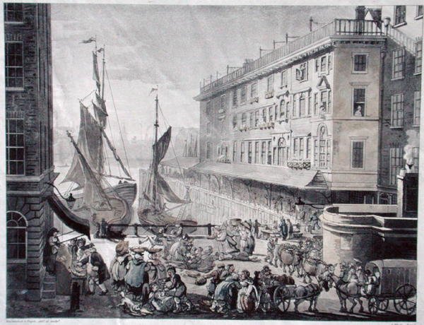 Marché de Billingsgate, gravé par J. Bluck - T. and Pugin A.C. (after) Rowlandson