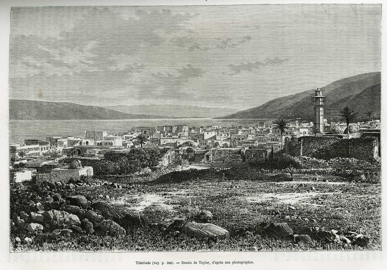 Vue générale de Tibériade (Israël). Gravure de Taylor, pour illustrer l