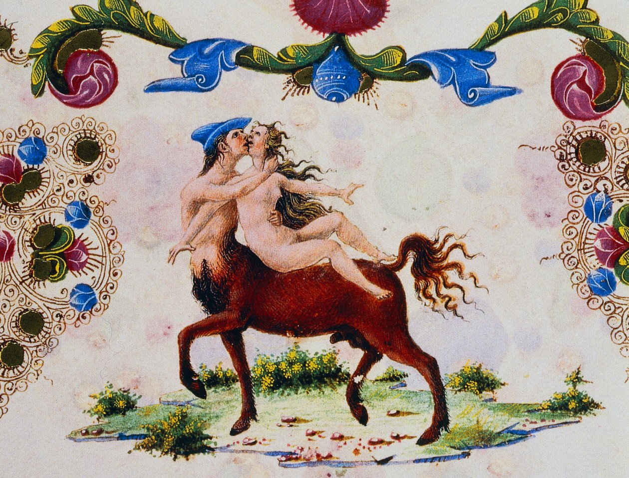 Centaure et figure féminine, Volume II f 287, v, Bible de Borso d