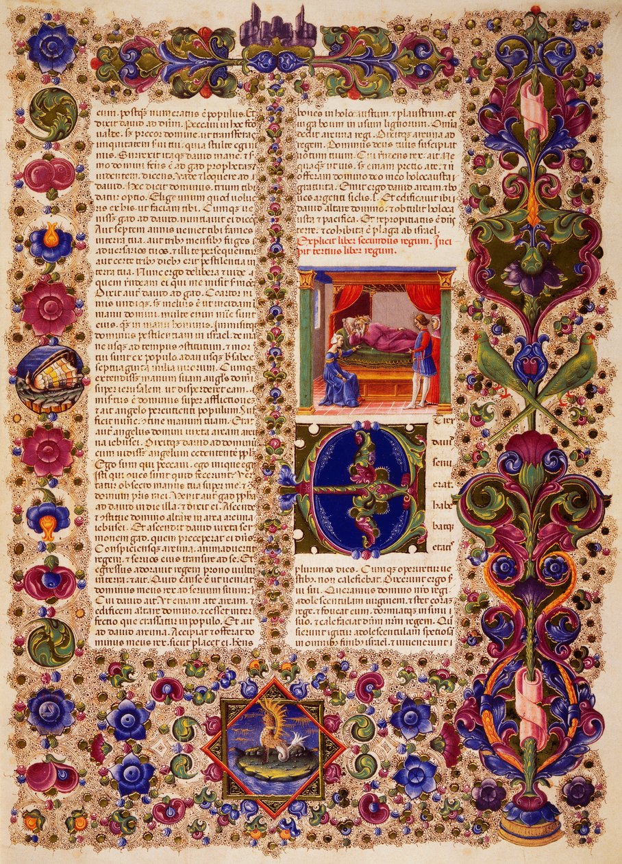Incipit du premier Livre des Rois, du Volume I de la Bible de Borso d