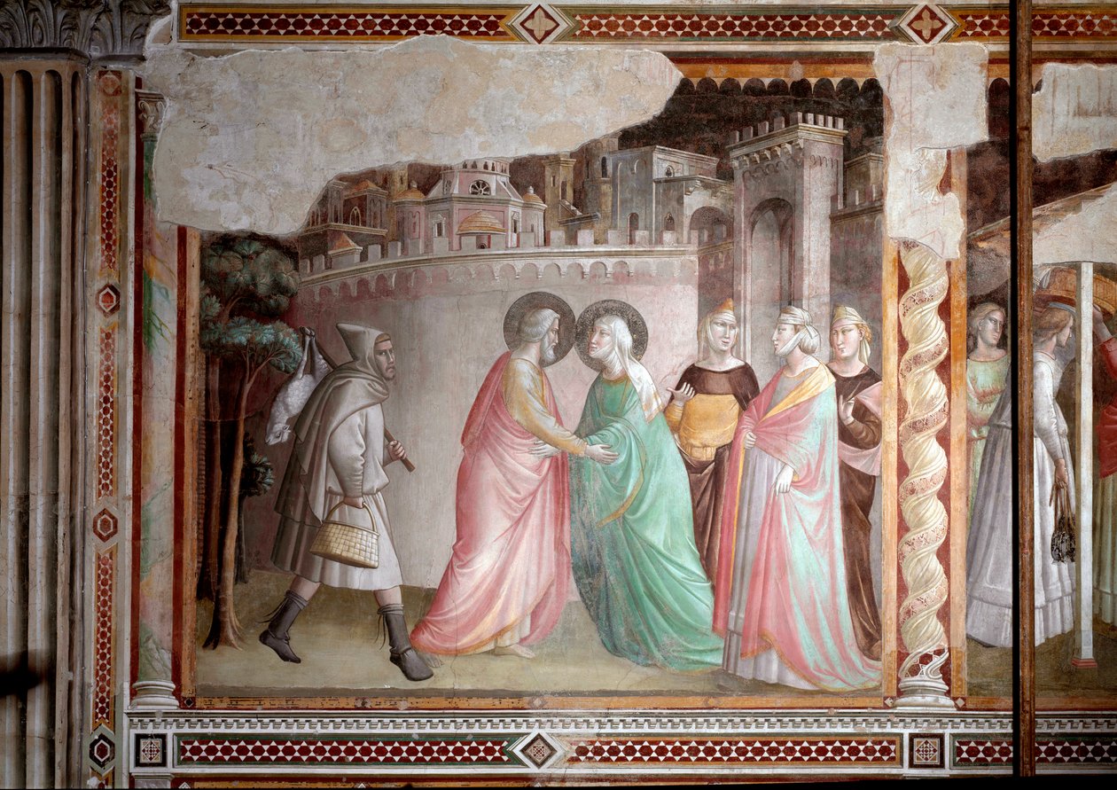 La vie de la Vierge : rencontre de Joachim et Anne à la porte dorée - Taddeo Gaddi