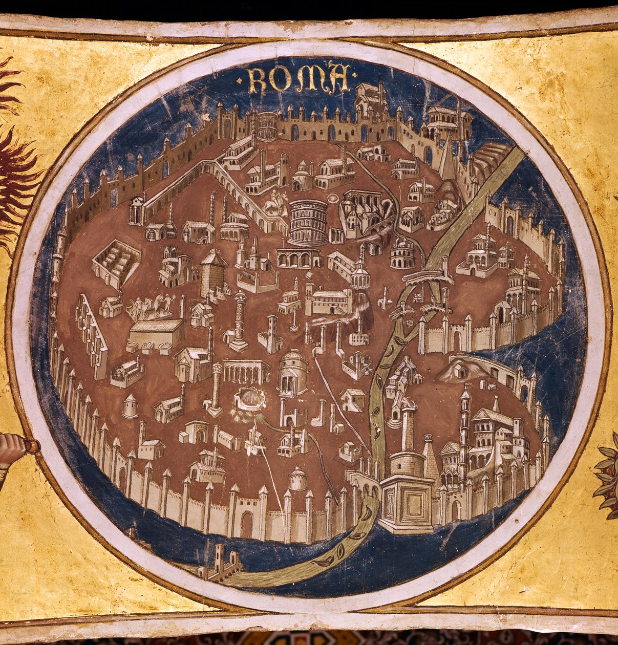 Carte perspective de Rome avec les monuments de l