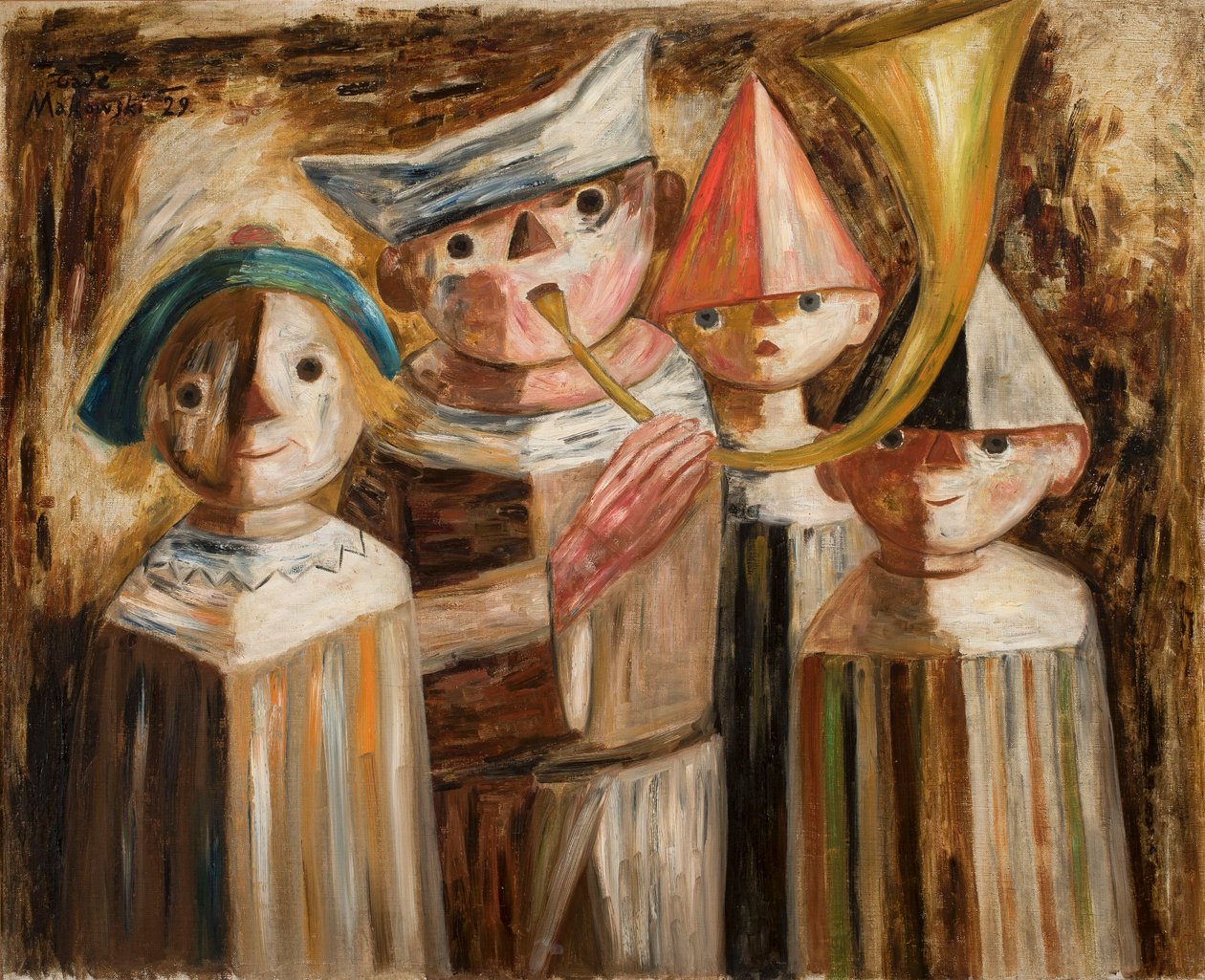 Quatre enfants avec une trompette - Tadeusz Makowski