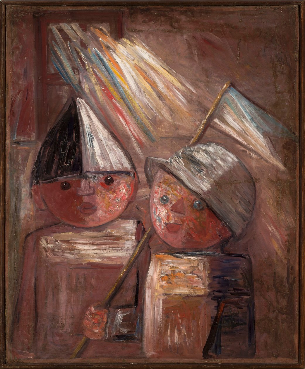 Deux enfants avec un petit drapeau - Tadeusz Makowski