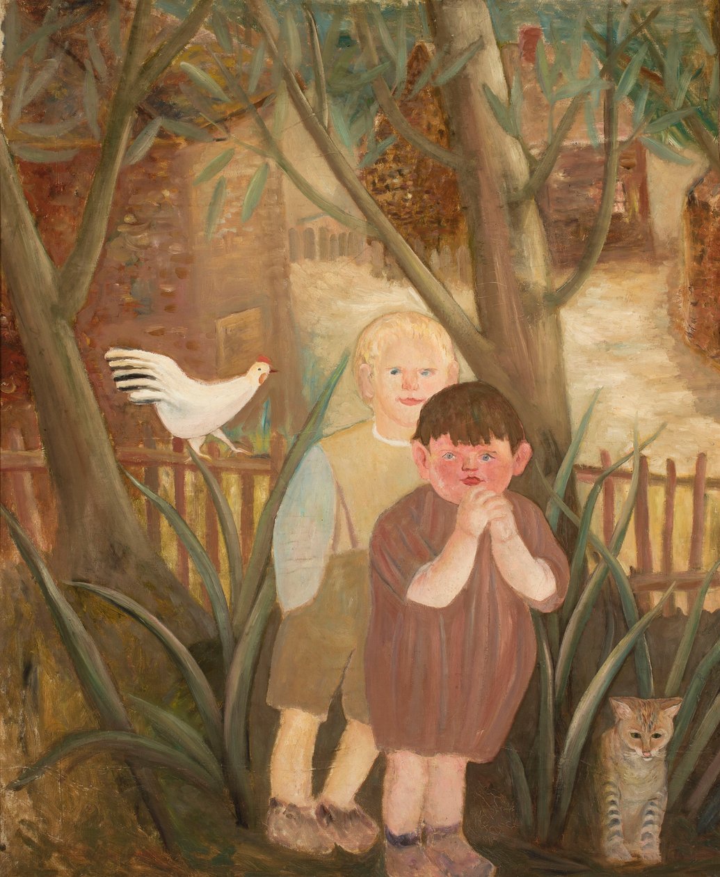 Deux enfants avec un chat - Tadeusz Makowski