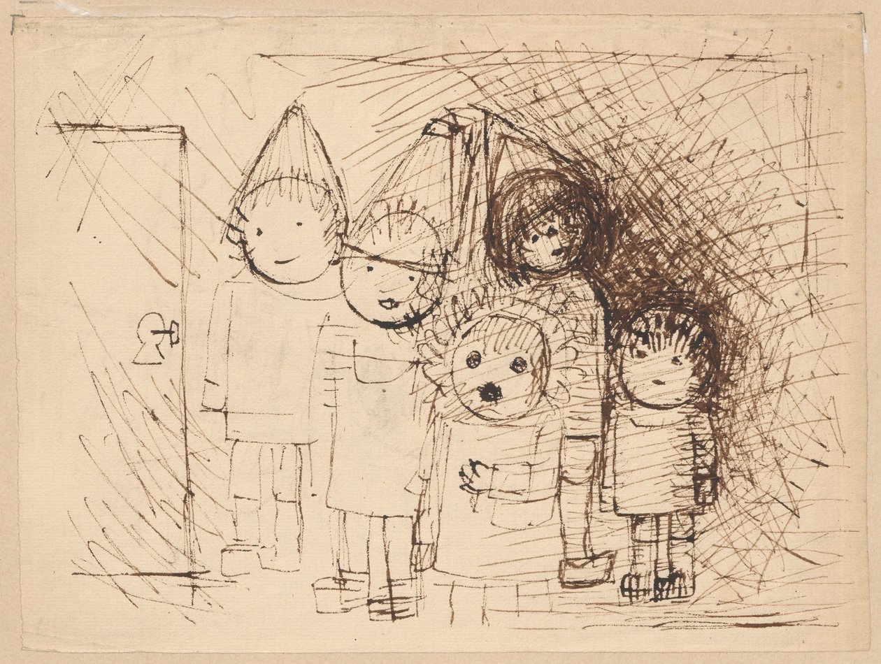 Des enfants près de la porte avec une clé - Tadeusz Makowski