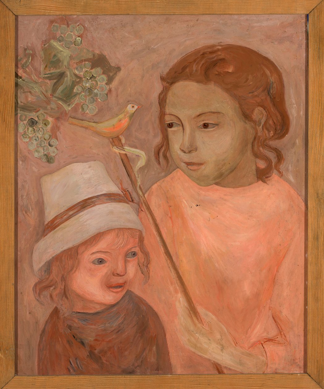 Enfants avec un petit oiseau sur un bâton - Tadeusz Makowski