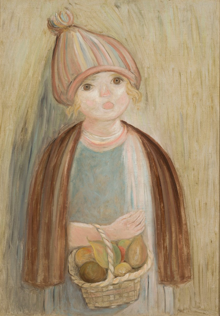 Fillette avec un panier de poires - Tadeusz Makowski