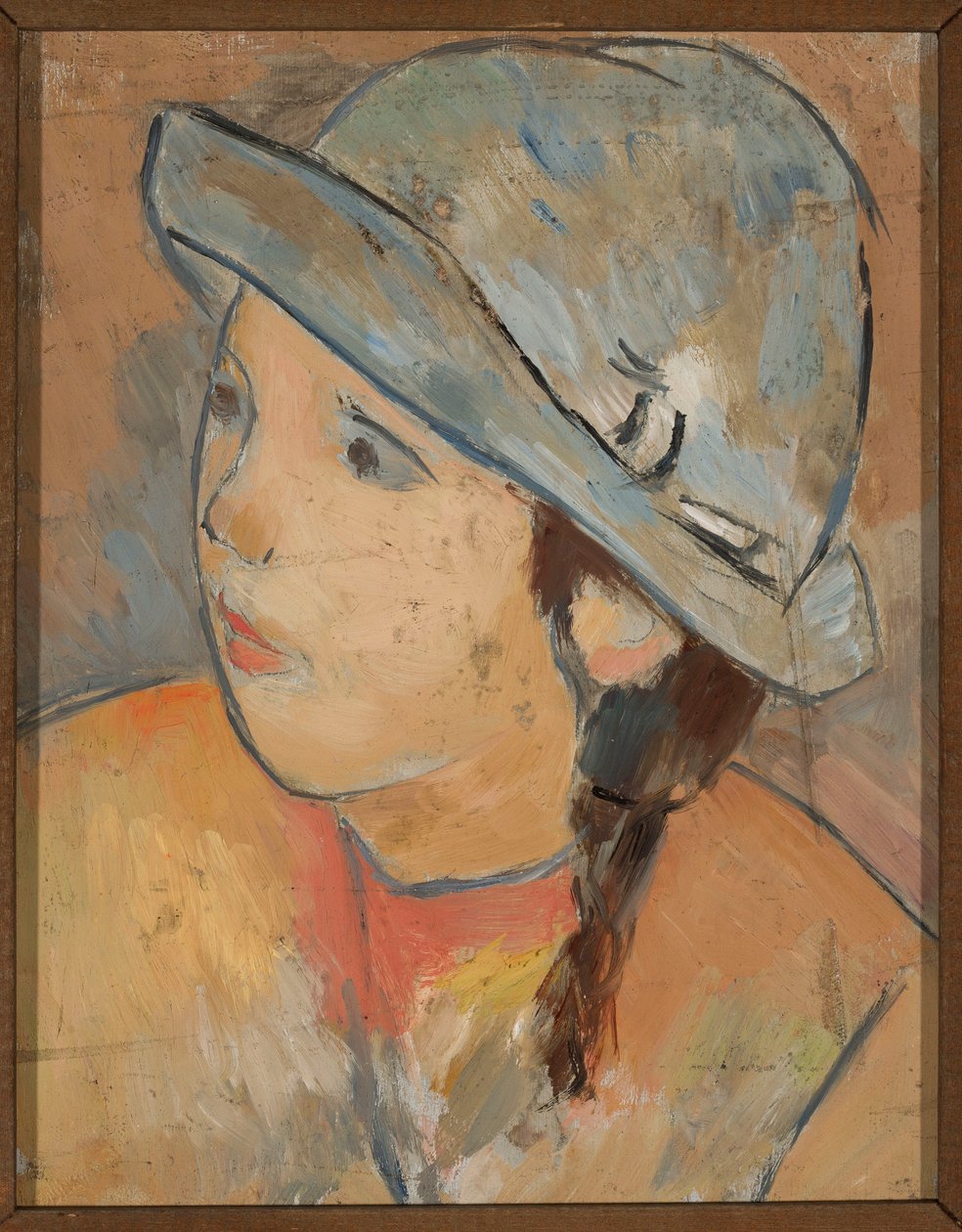 Tête de jeune fille au chapeau bleu - Tadeusz Makowski