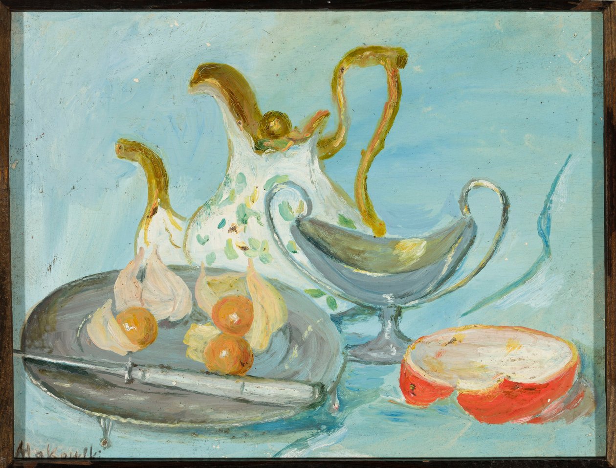 Nature morte sur fond bleu - Tadeusz Makowski