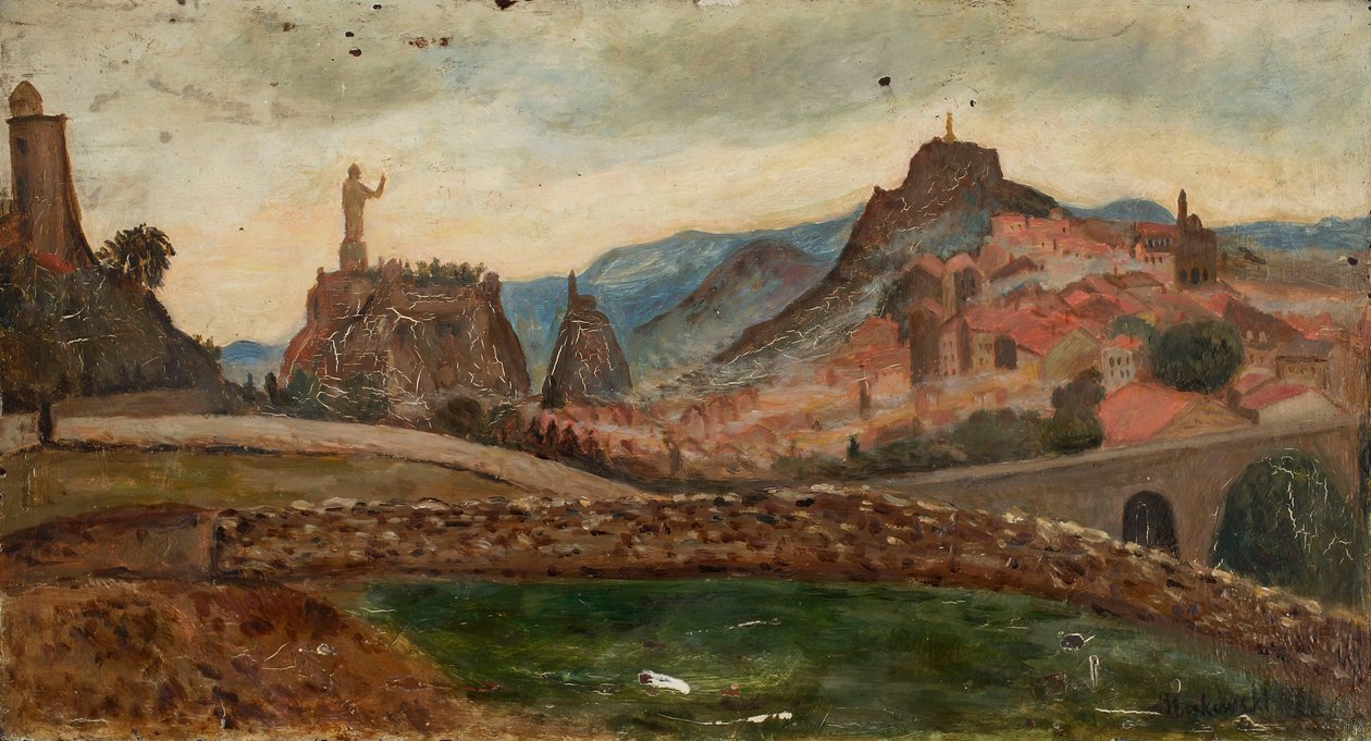 Petite ville sur une colline (Environs du Puy avec le Château de Polignac) - Tadeusz Makowski