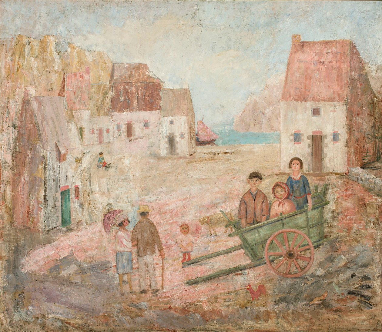 Paysage urbain avec des enfants dans une charrette - Tadeusz Makowski