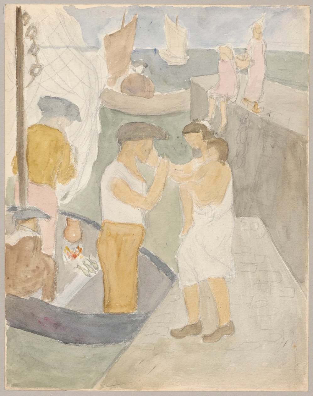 Famille debout au port - Tadeusz Makowski