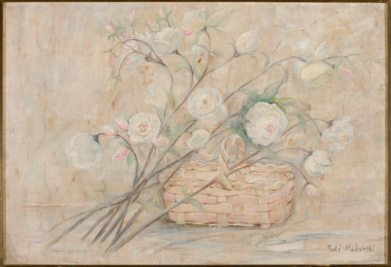 Roses avec un panier - Tadeusz Makowski