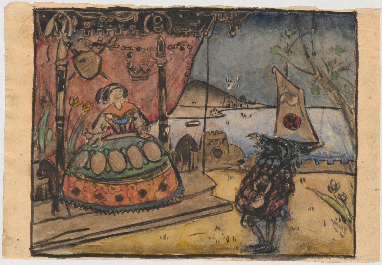 Sérénade - esquisse pour une gravure sur bois - Tadeusz Makowski