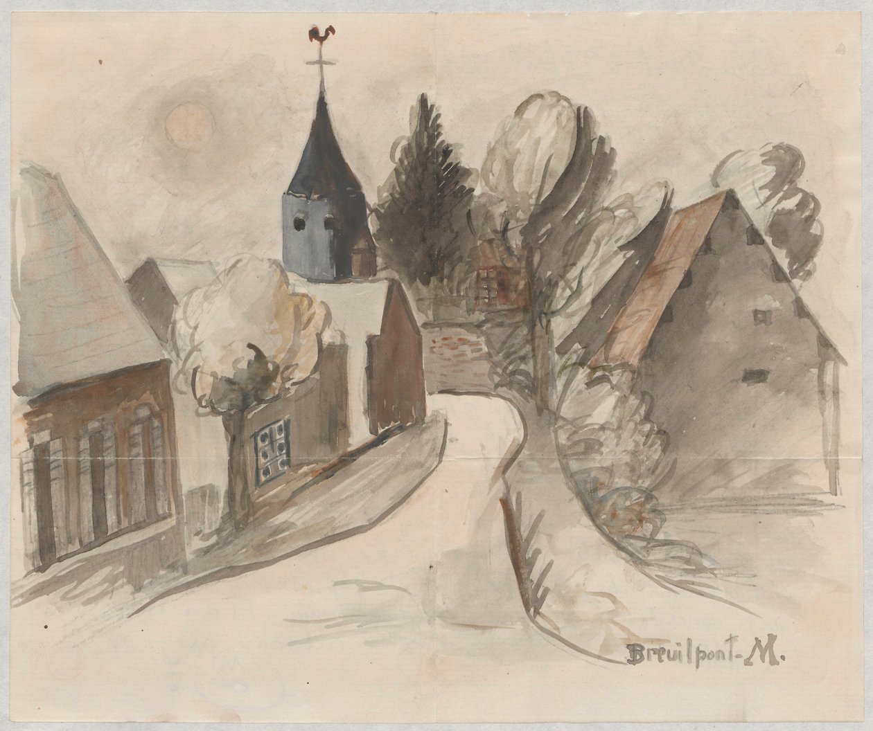 Vue du village avec sa tour - Tadeusz Makowski