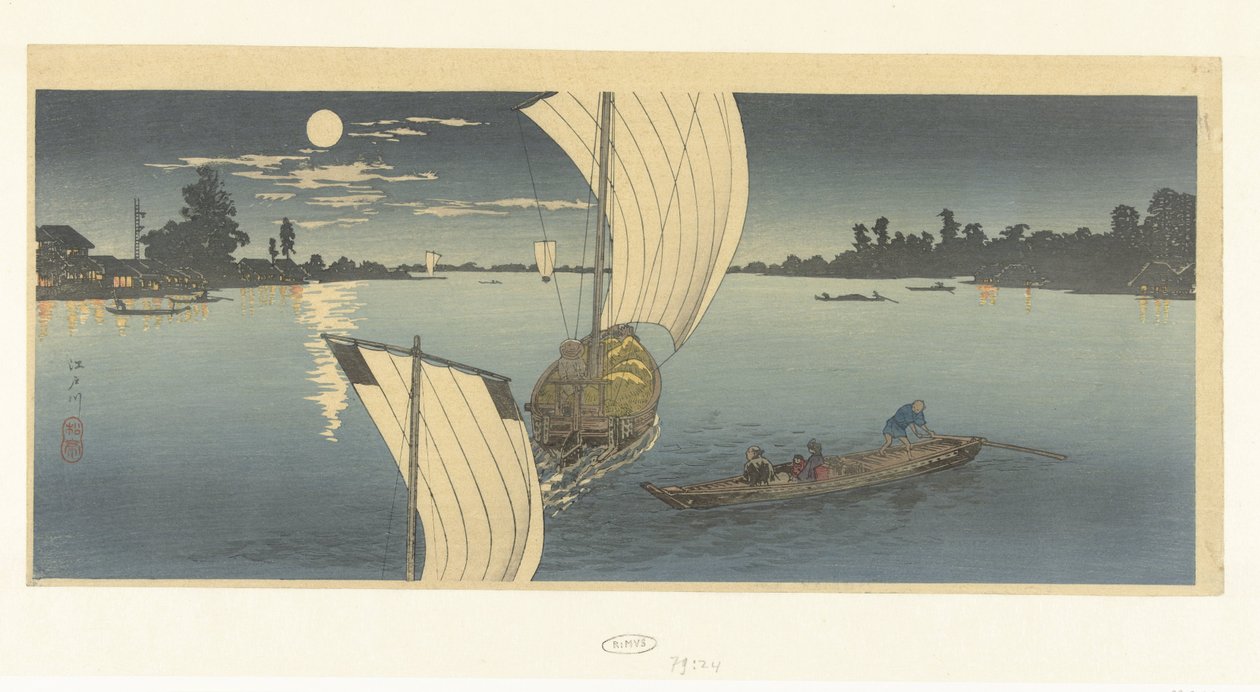 Scène du soir sur la rivière Edo - Takahashi Hiroaki
