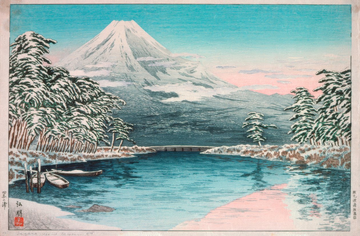 Mont Fuji vu de Tagonoura, paysage enneigé - Takahashi Hiroaki
