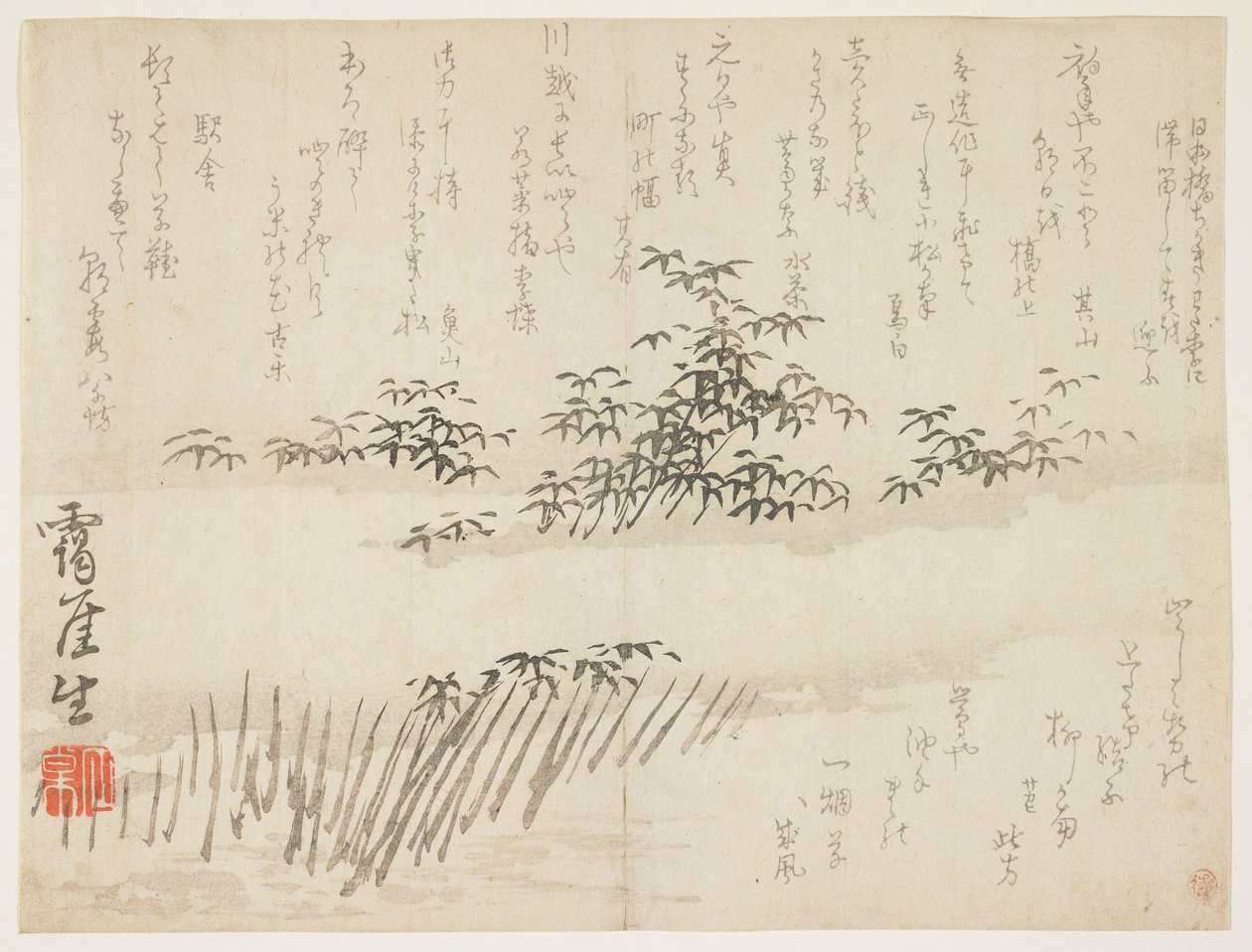 Bambou dans la neige, vers 1830-43 - Takaku Aigai