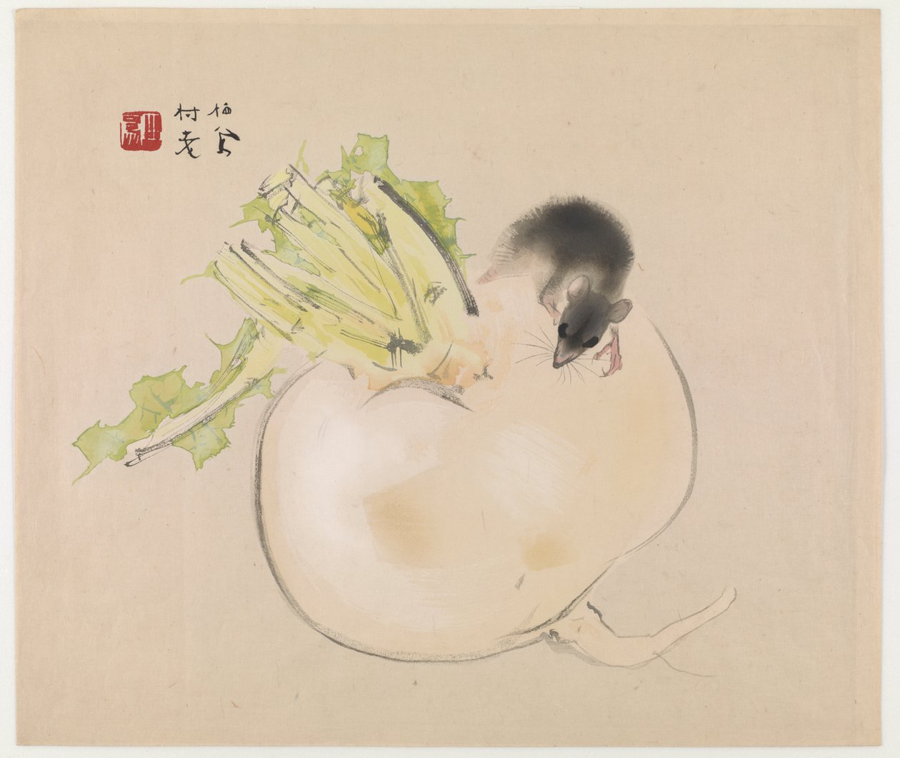 Radis blanc (Daikon) et rat - Takeuchi Seiho