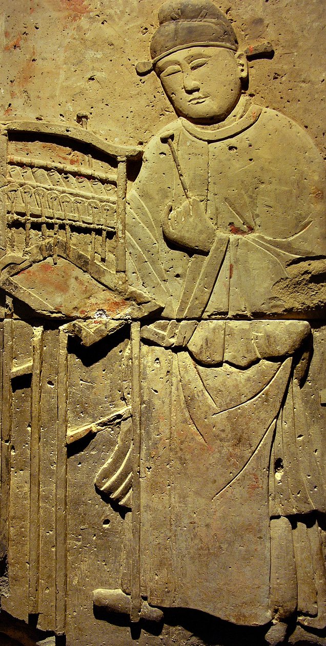 Stèle représentant un musicien (terre cuite) - Tang Dynasty Chinese School