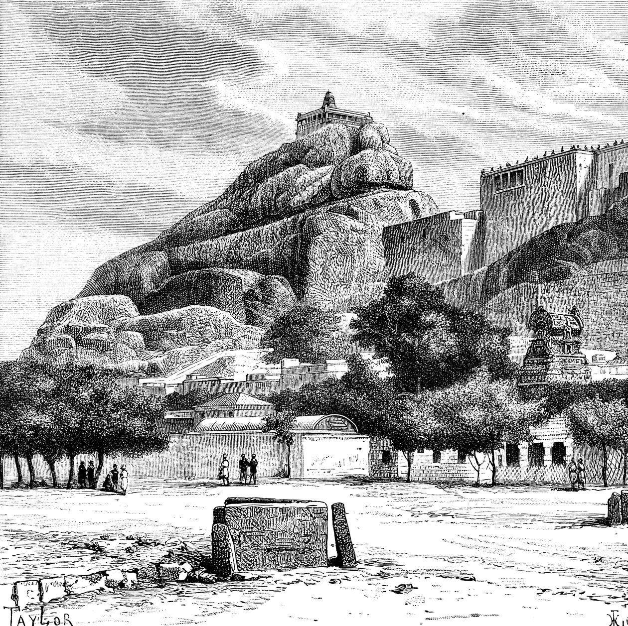 Le temple du fort de la roche de Tiruchirapalli, Inde, 1895 - Taylor