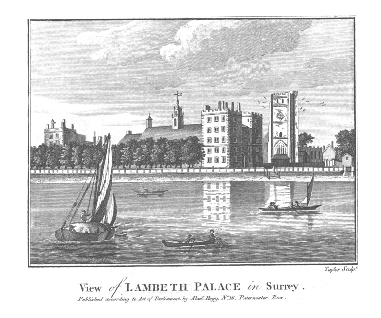 Vue du palais de Lambeth dans le Surrey, fin du 18ème siècle - Taylor