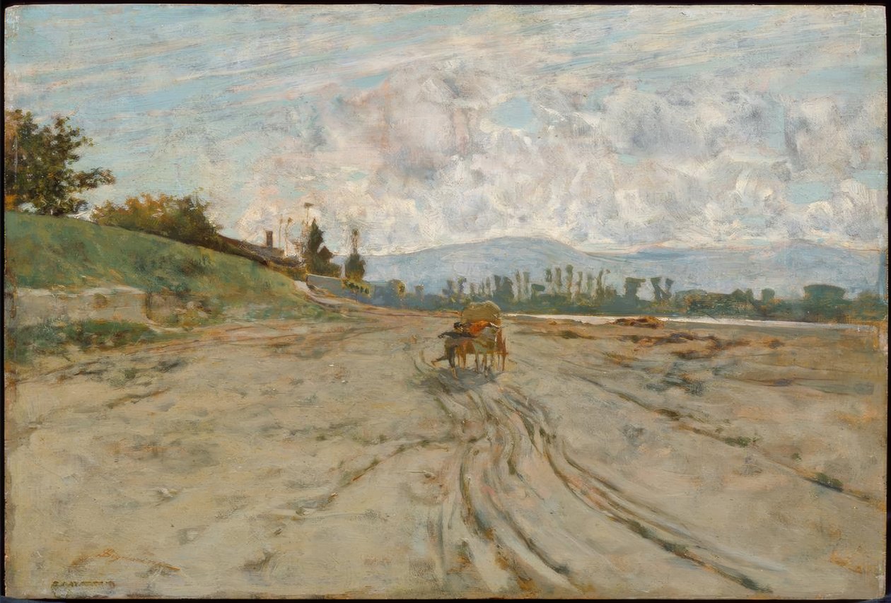 T. Signorini, Paysage siennois avec chariot - Telemaco Signorini