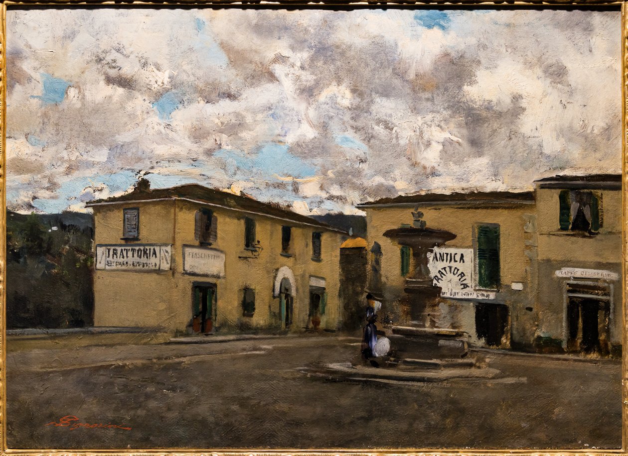 La petite place de Settignano par un jour de pluie, vers 1861 - Telemaco Signorini