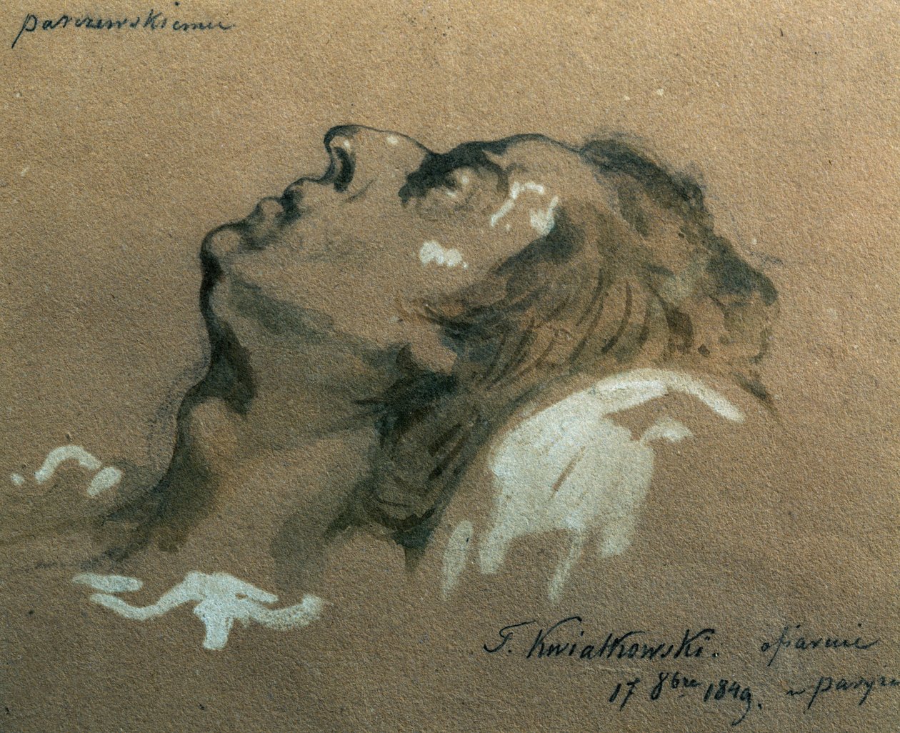 Le compositeur et pianiste polonais Frédéric Chopin (1810-1840) sur son lit de mort, croquis de Teofil Kwiatkowski (1809-1891) - Teofil Kwiatkowski