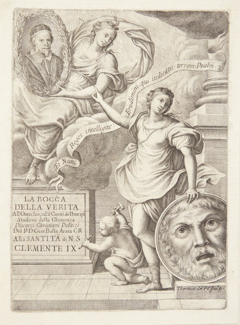 La Bocca della Verita. Vignette de titre avec portrait du pape Clément IX - Teresa del Pò