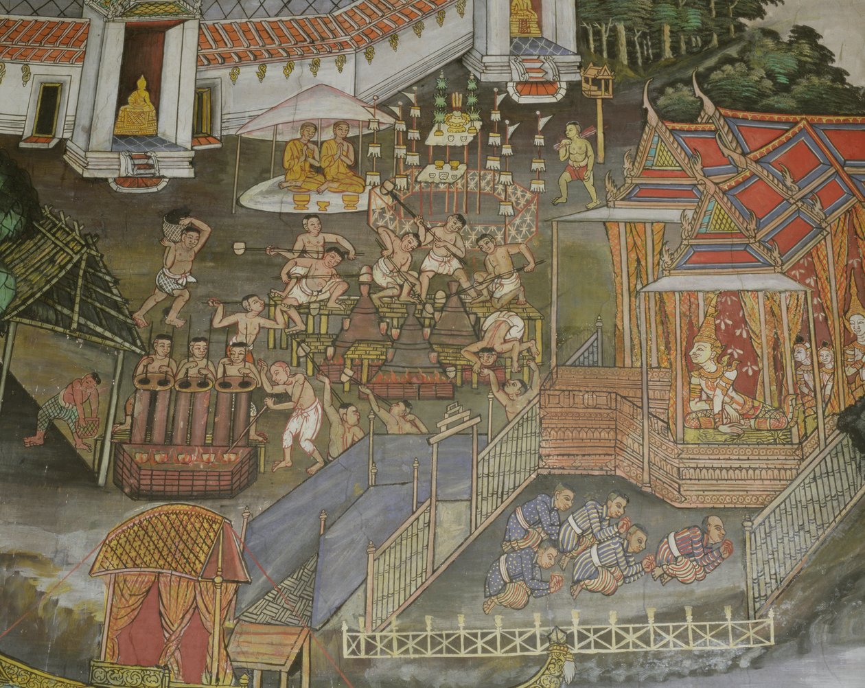 Détail de la ville de Phitsanulok, Wat Bowonniwet Vihara, Bangkok - Thai School