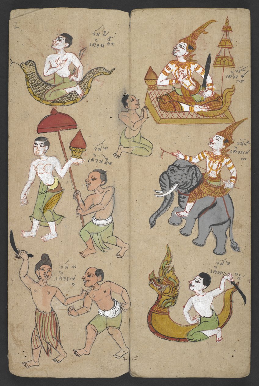 Or 16455 f.2r, Animaux du Zodiaque, de Phrommachat - Thai School