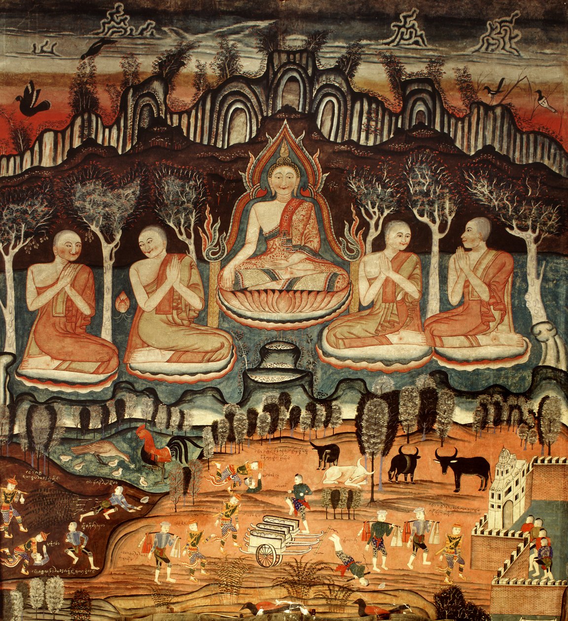 Le Premier Sermon et Khattana Kuman Jataka, 1867 - Thai School