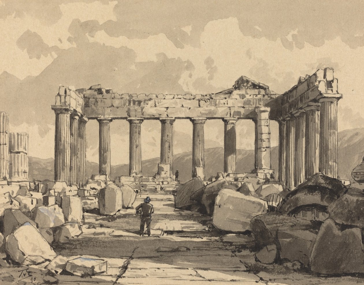 Parthénon, intérieur, 1890 - Themistocles von Eckenbrecher