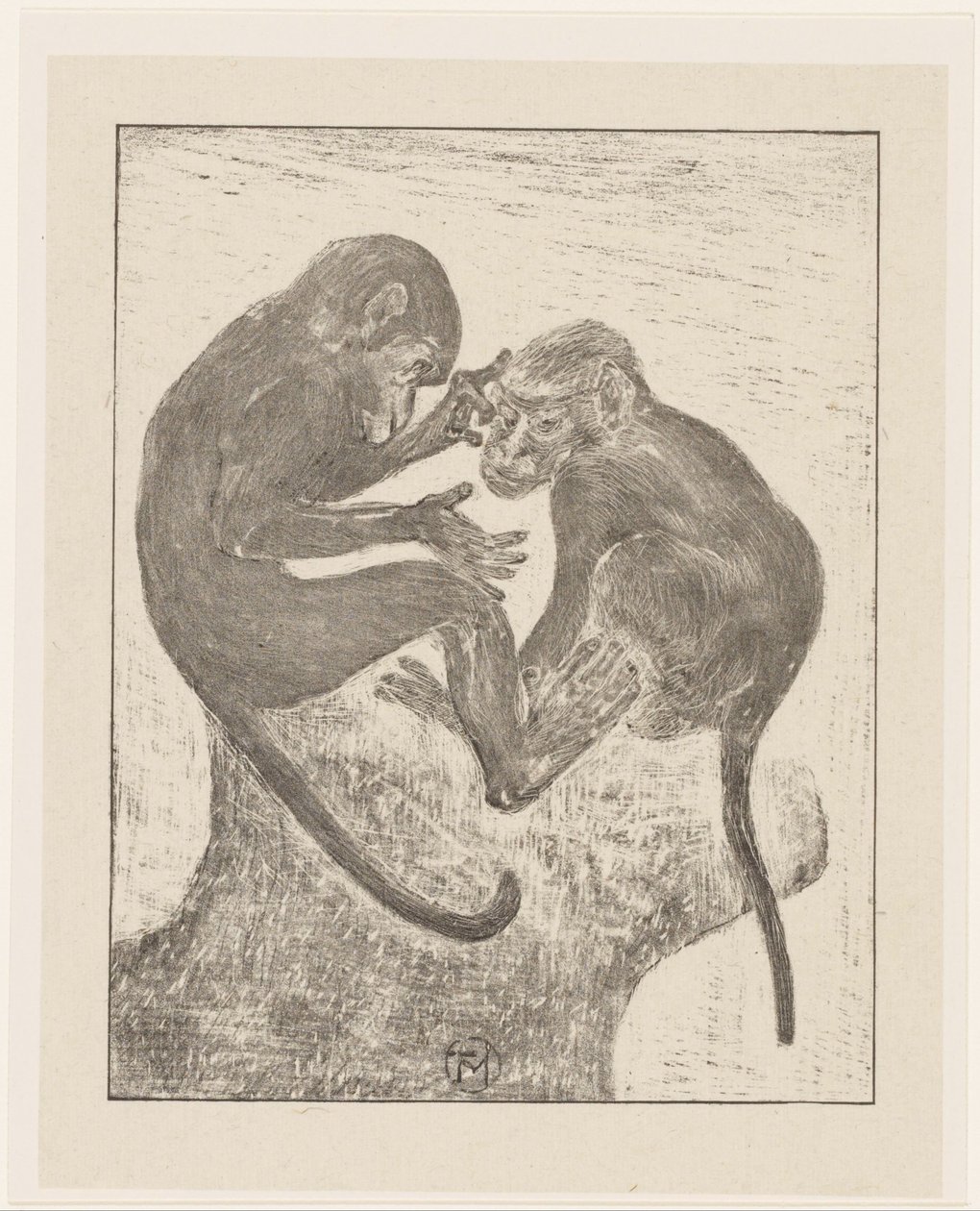 Deux singes se cherchant des puces - Theo van Hoytema (signed by artist)
