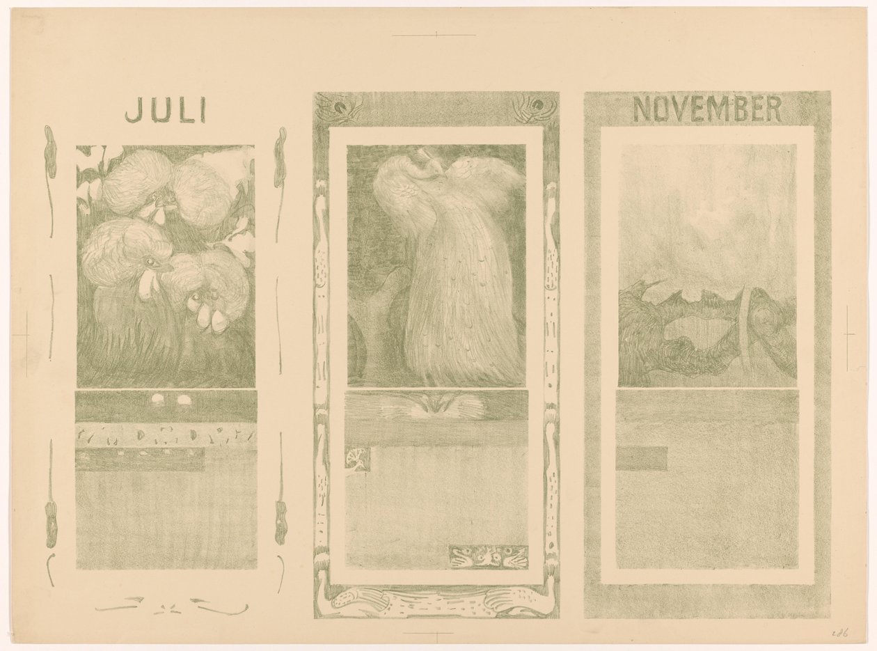 Calendriers pour juillet, août et novembre 1910 - Theo van Hoytema