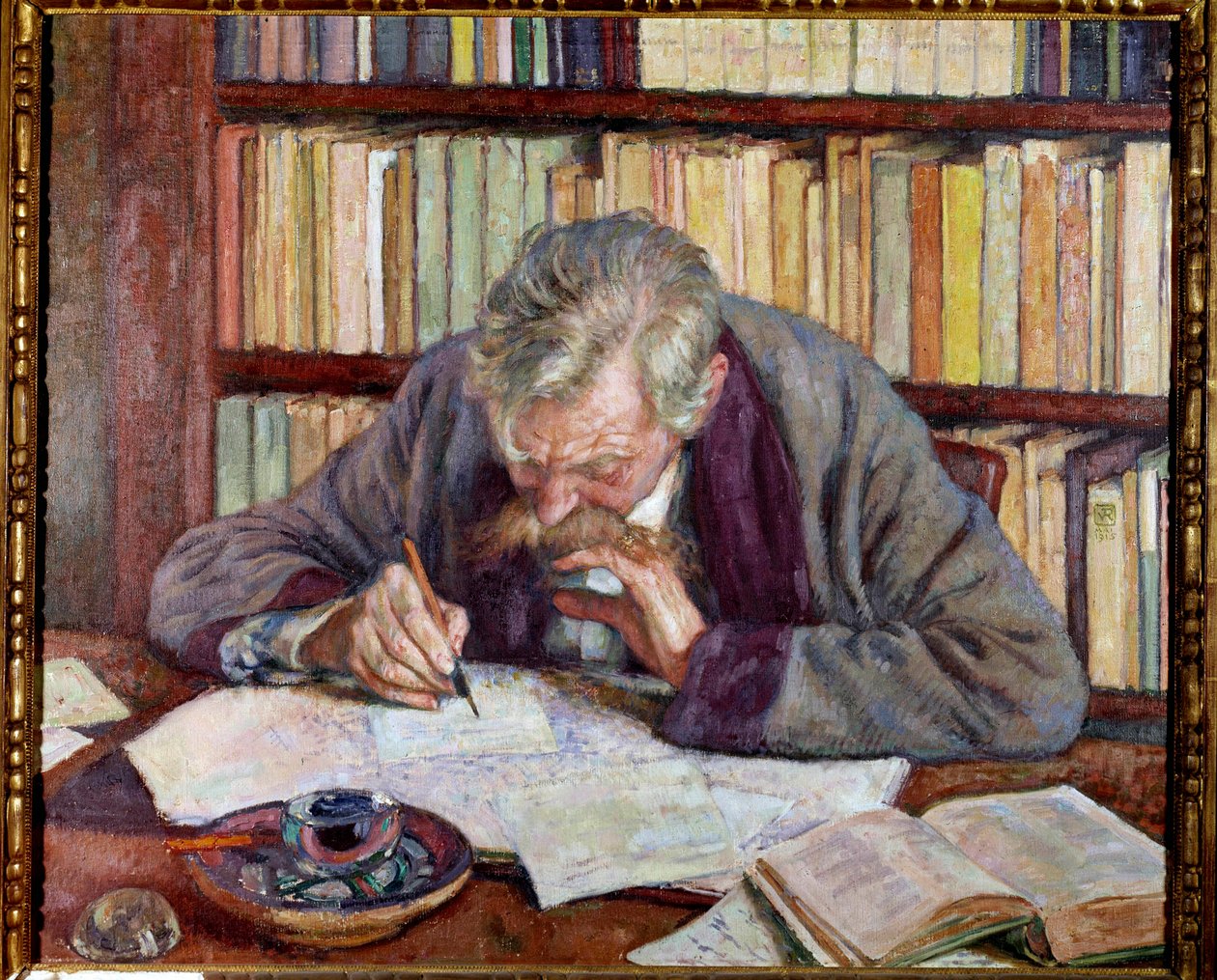 Portrait du poète belge Émile Verhaeren à son bureau - Théo van Rysselberghe