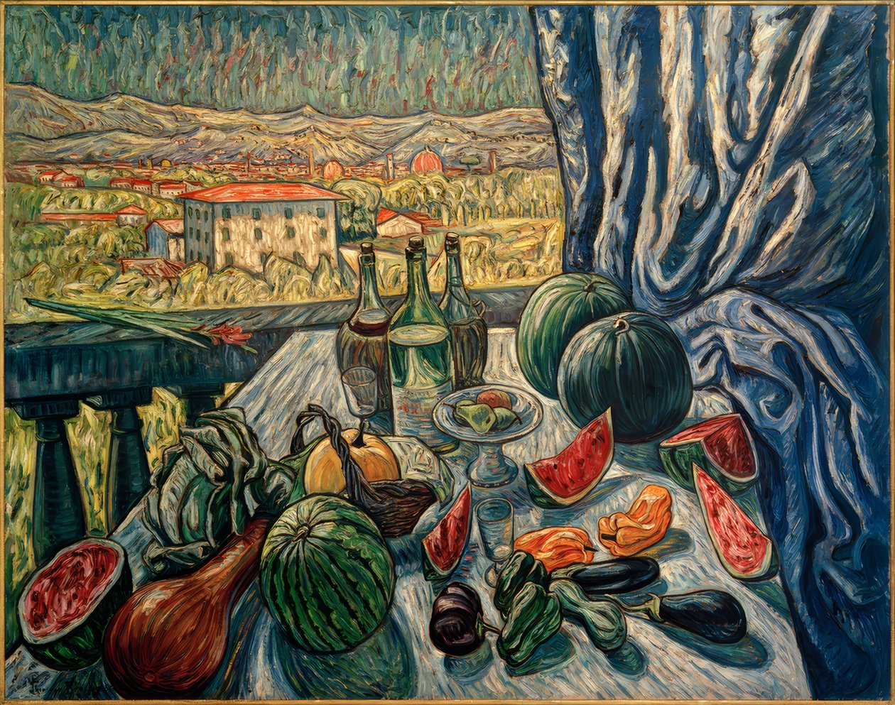 Vue de la Villa Romana sur la silhouette de la ville de Florence - Theo von Brockhusen
