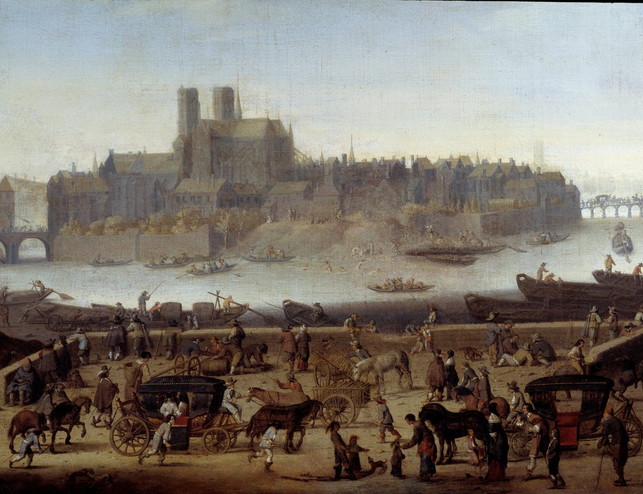 Le quai et le pont de la Tournelle à Paris (détail) - Theodor (attr. to) Matham