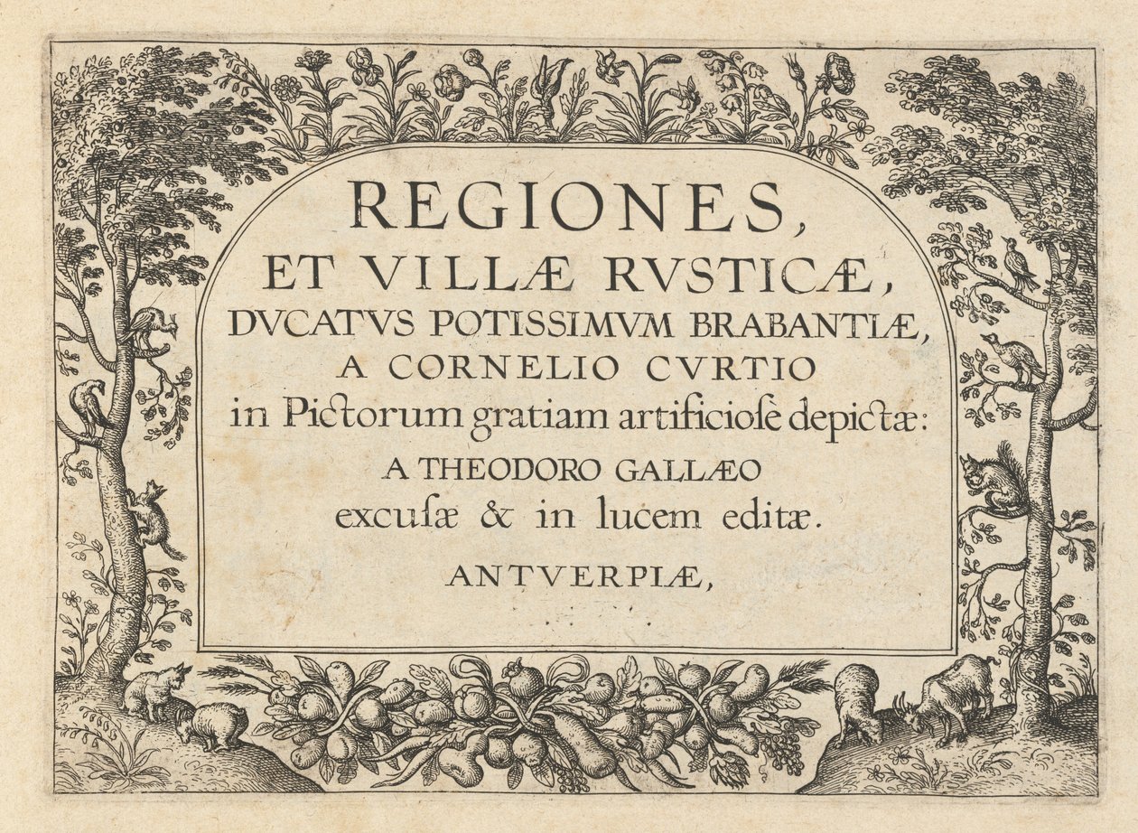 Page de titre pour "Regiones et Villae Rusticae" - Theodor Galle