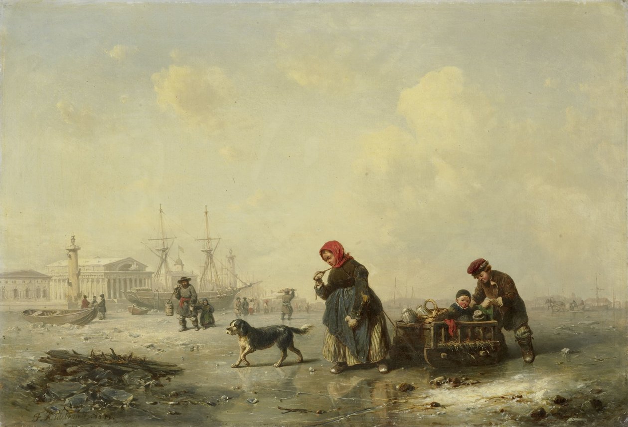 La Neva à Saint-Pétersbourg (Leningrad) en hiver - Theodor Hildebrandt