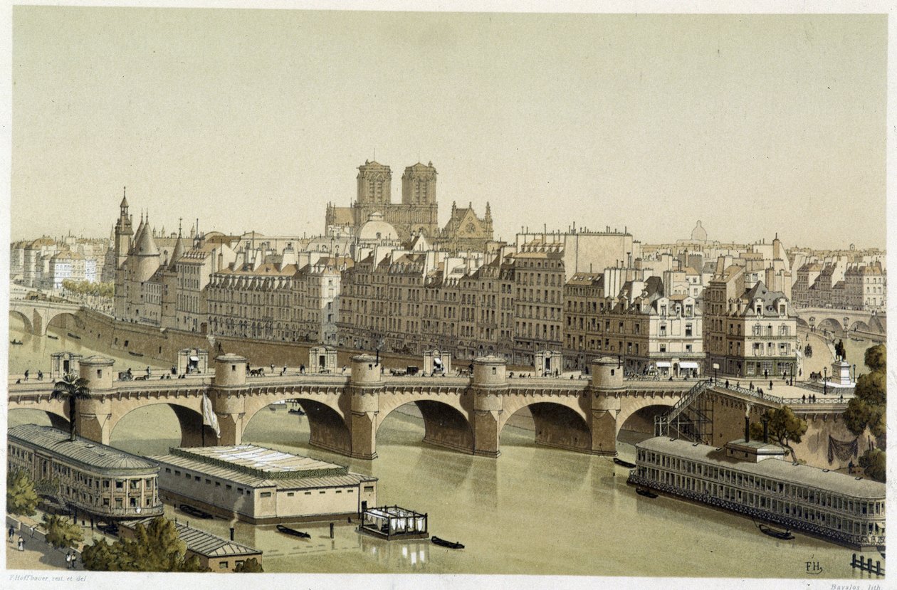 Île de la Cité et le Pont Neuf à Paris - Theodor Josef Hubert Hoffbauer