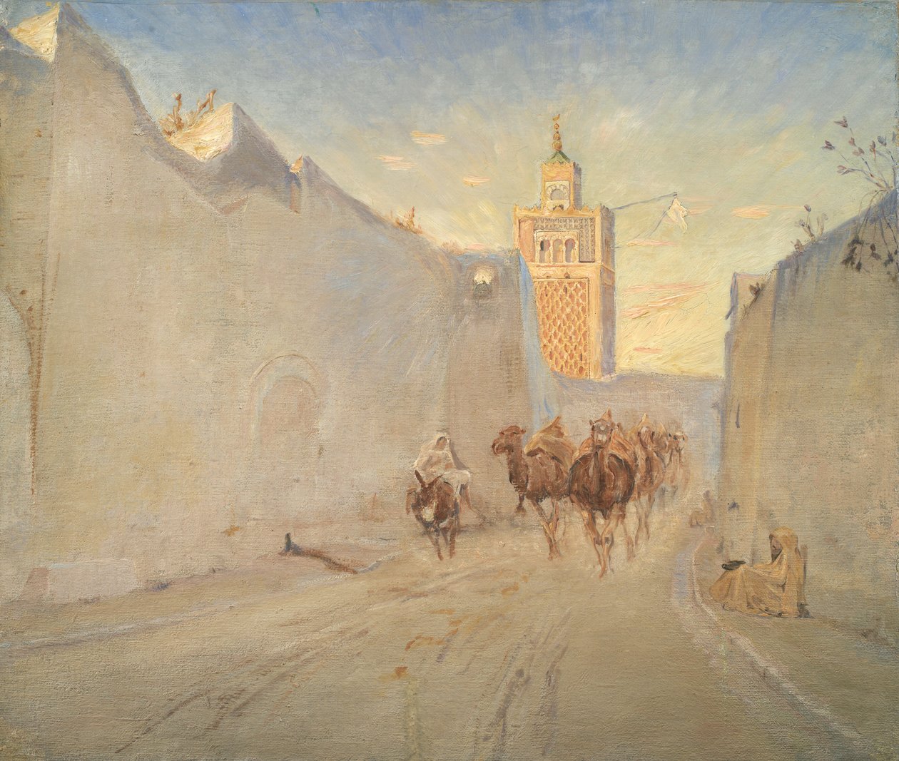 Chameaux dans une rue en Tunisie - Theodor Philipsen