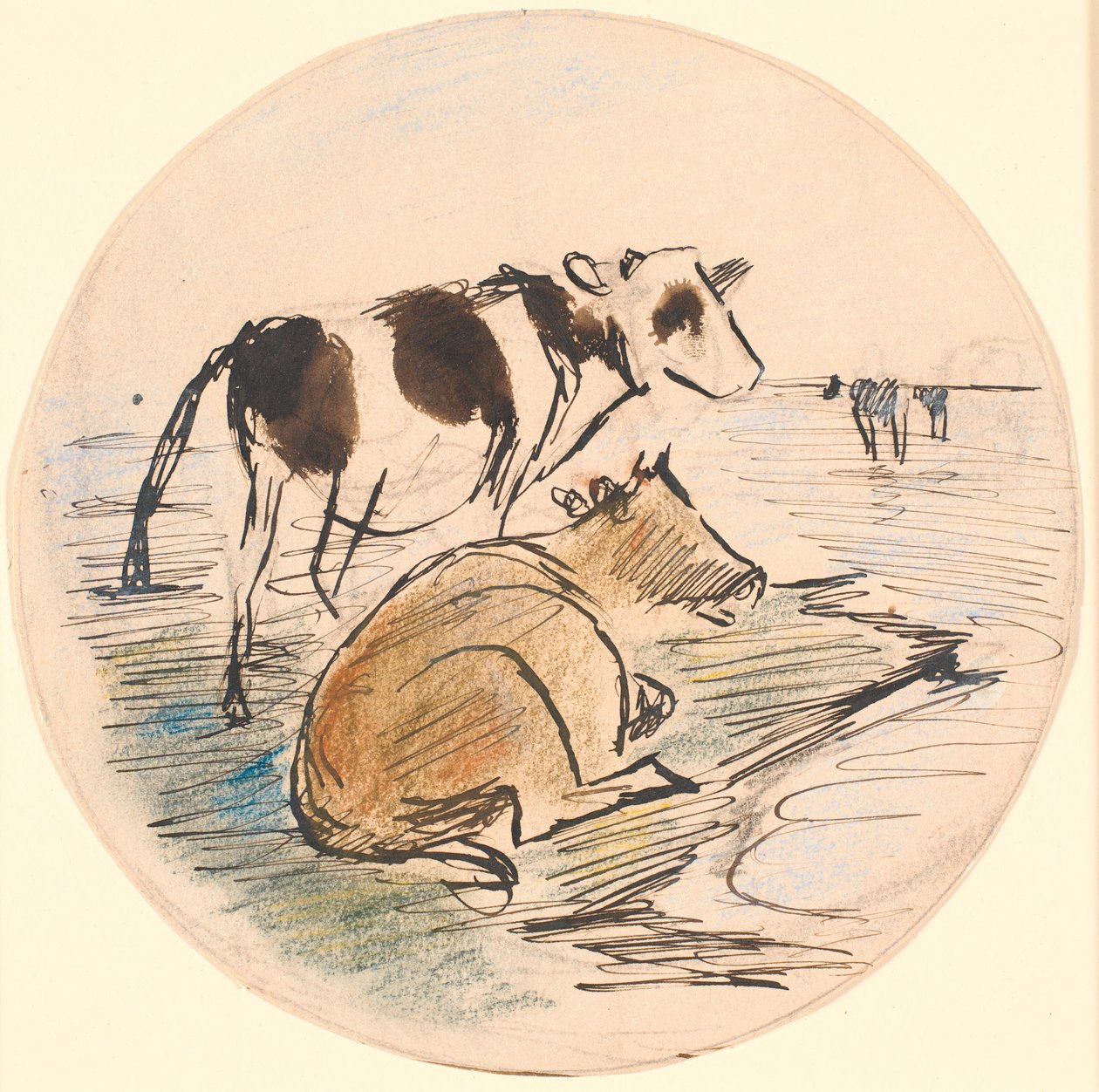 Veaux à Saltholm (esquisse pour un plat en céramique) - Theodor Philipsen