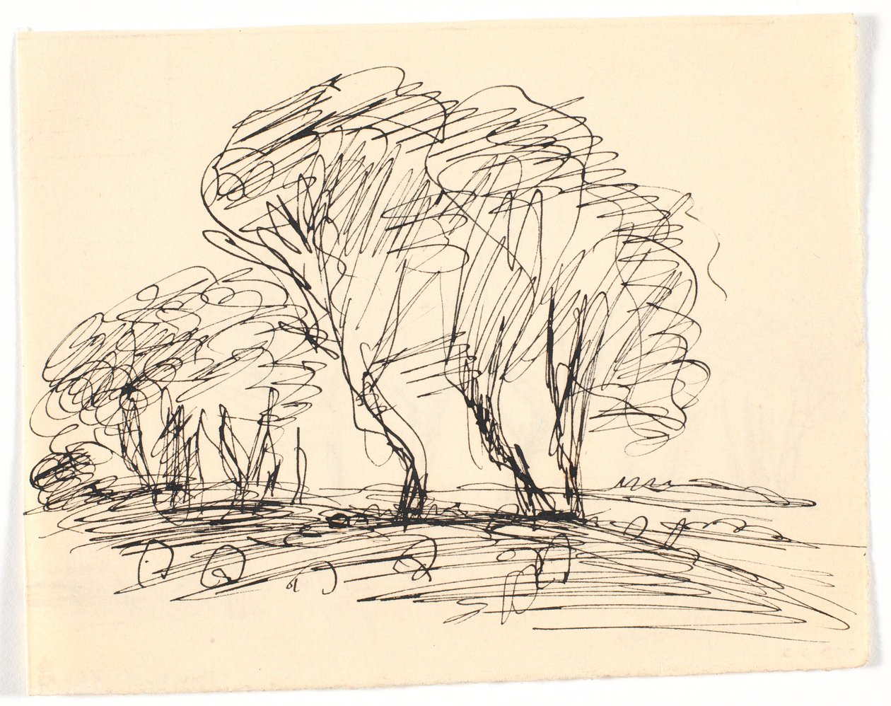 Esquisse de paysage avec de grands arbres - Theodor Philipsen