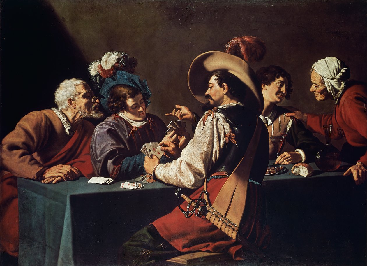 Joueurs de cartes, par Theodor Rombouts (1597-1637), huile sur toile. Flandres - Theodor Rombouts