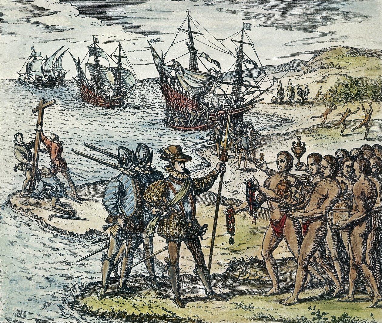 Colomb débarquant aux Indes. 1594 - Theodor de Bry