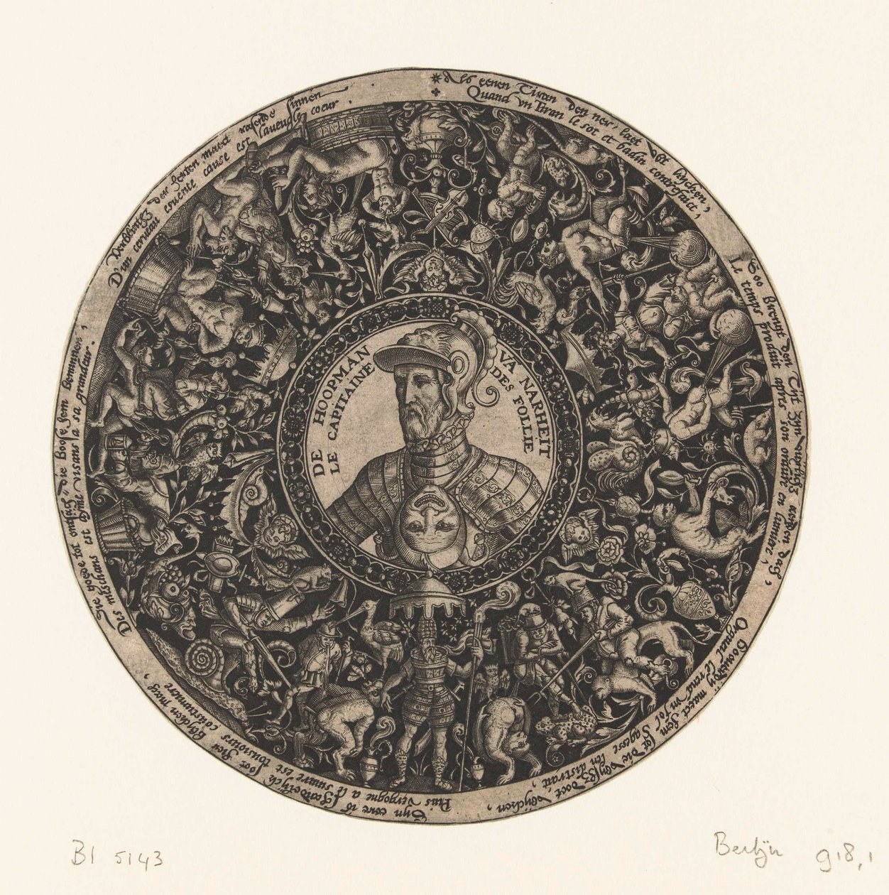 Médaillon avec le buste du Capitaine de Folie, Theodor de Bry, v. 1577 - v. 1578 - Theodor de Bry