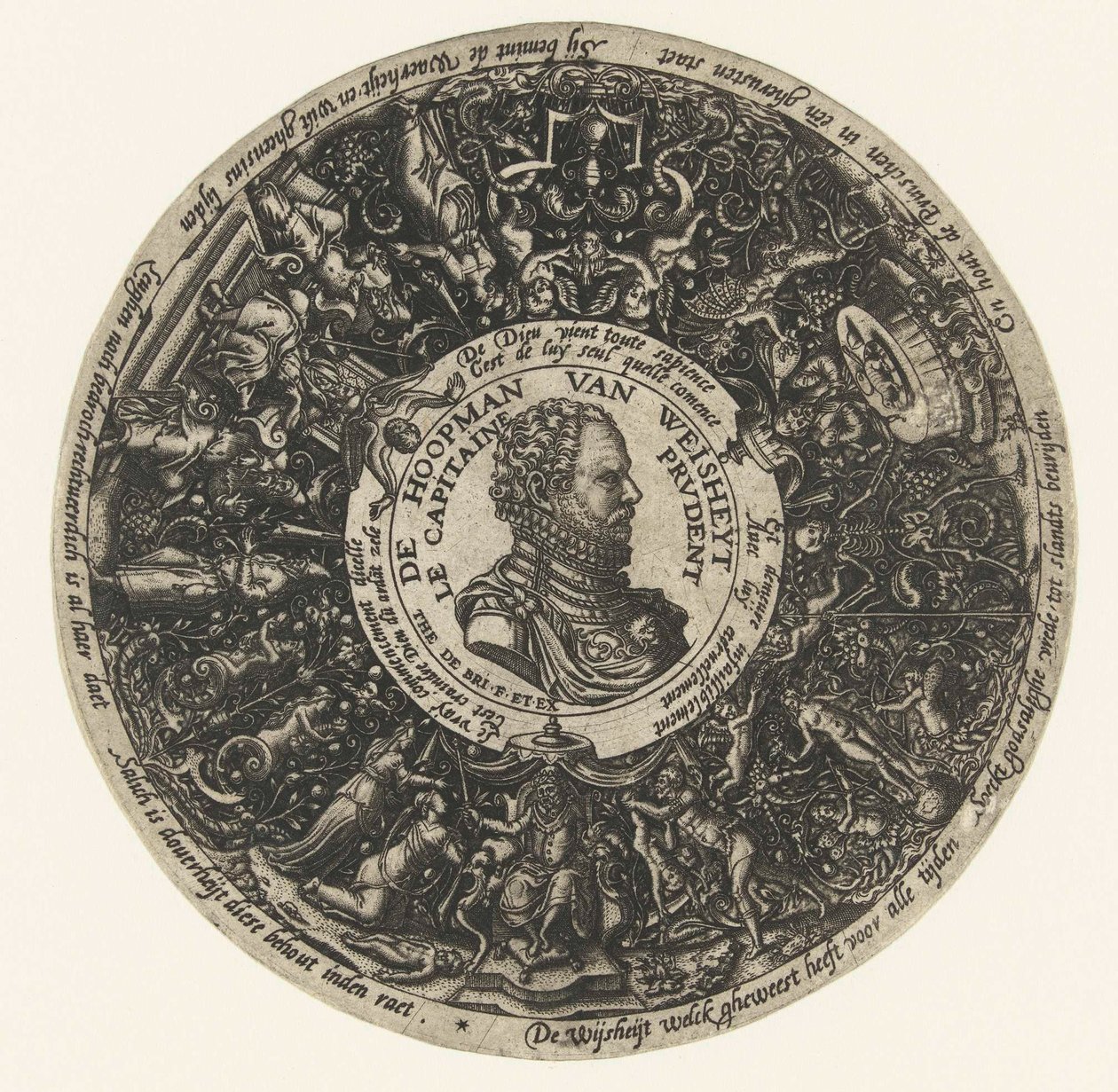 Médaillon avec le buste du Capitaine de la Sagesse, Theodor de Bry, vers 1577 - vers 1578 - Theodor de Bry